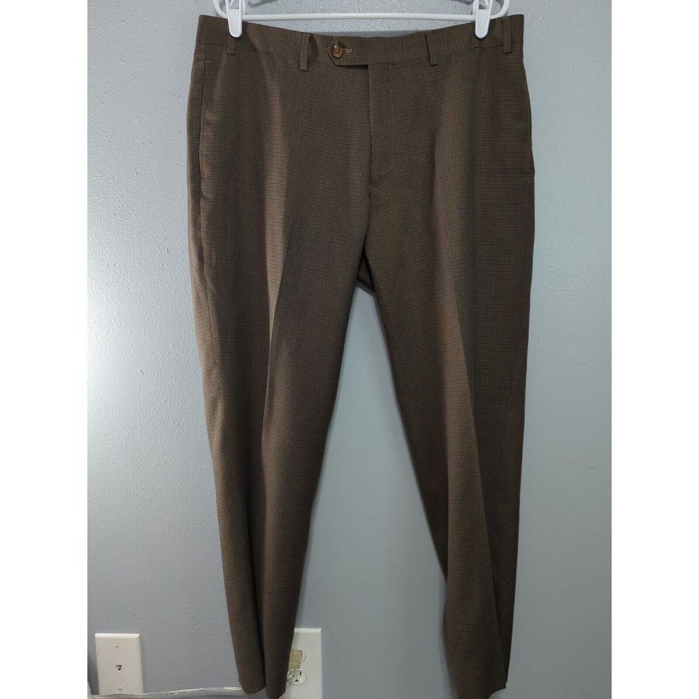 Ralph Lauren Mens‎ Brown Houndstooth Dress Pants 39x30  555
